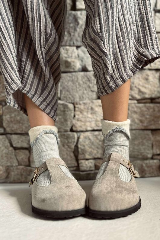 Laundry B Terry & Wool Luxury Socks Pinstripe Grey 